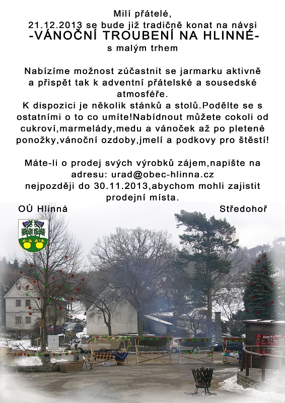 Vánoční troubení a trhy ma Hlinné 2013